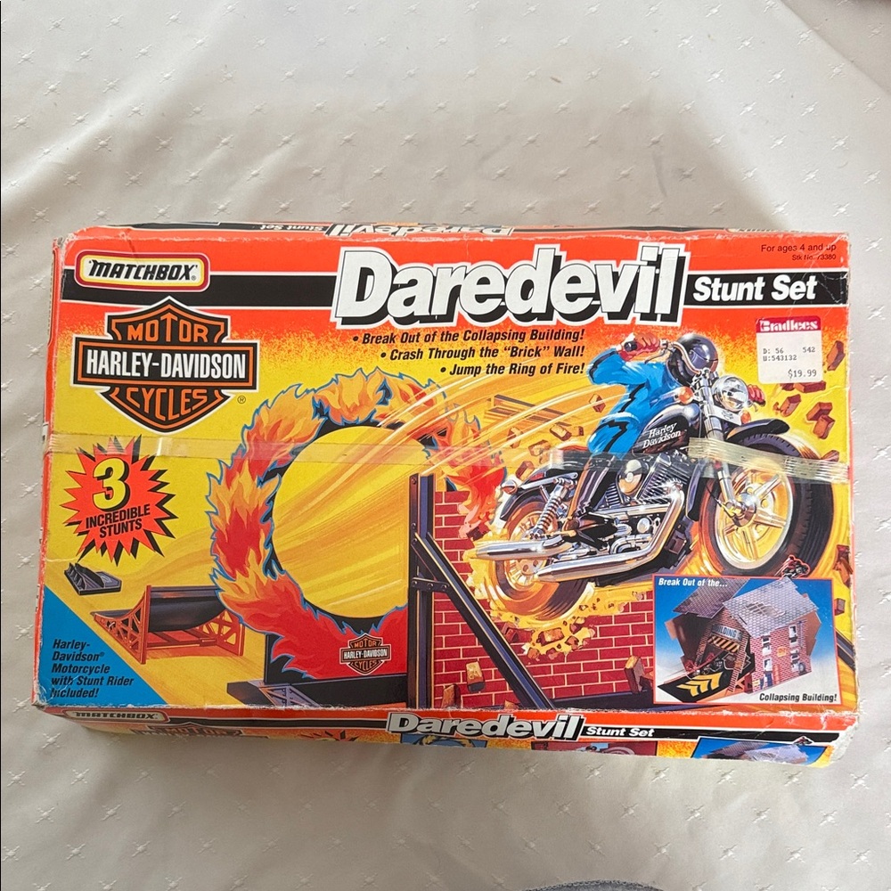 Vintage 1994 Matchbox Harley-Davidson Daredevil Stunt Set - Complete in Open Box